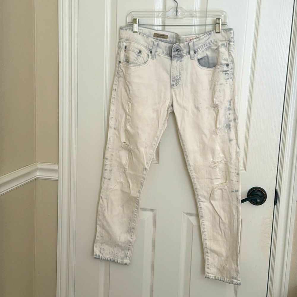 AG denim relaxed distressed skinny crop jeans